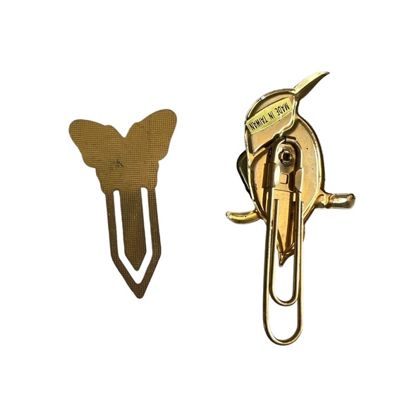 2 vintage bookmarks metal hummingbird butterfly retro - Picture 3 of 3